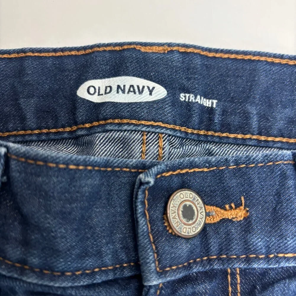 Old‎ Navy Adjustable Waist Straight Leg Boys size 14 Dark Wash Blue Denim Jeans